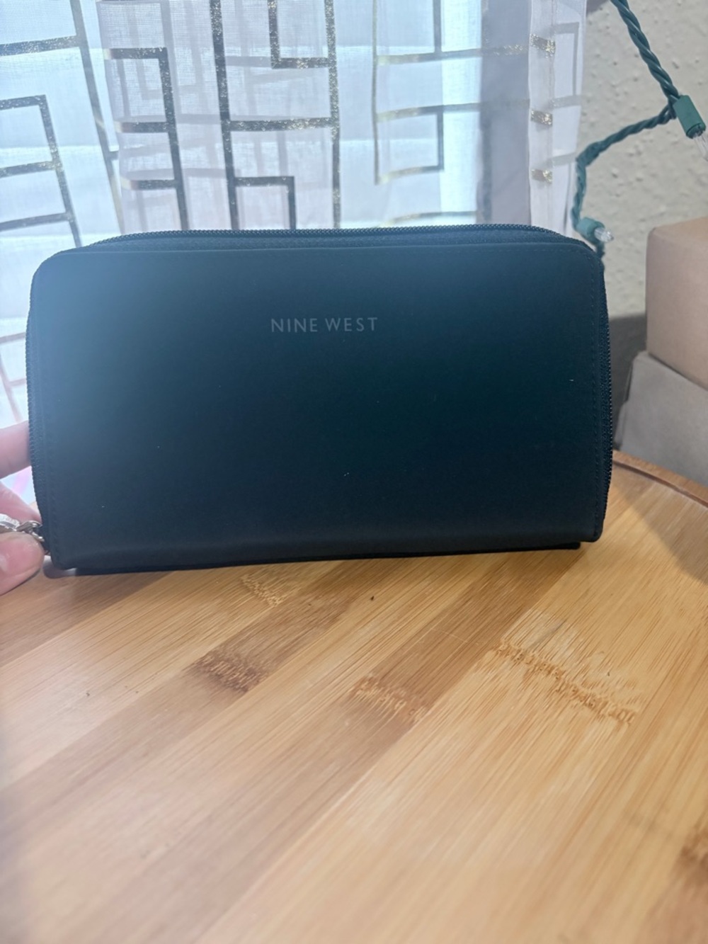 Nine West Black Zip Around Wallet with Logo